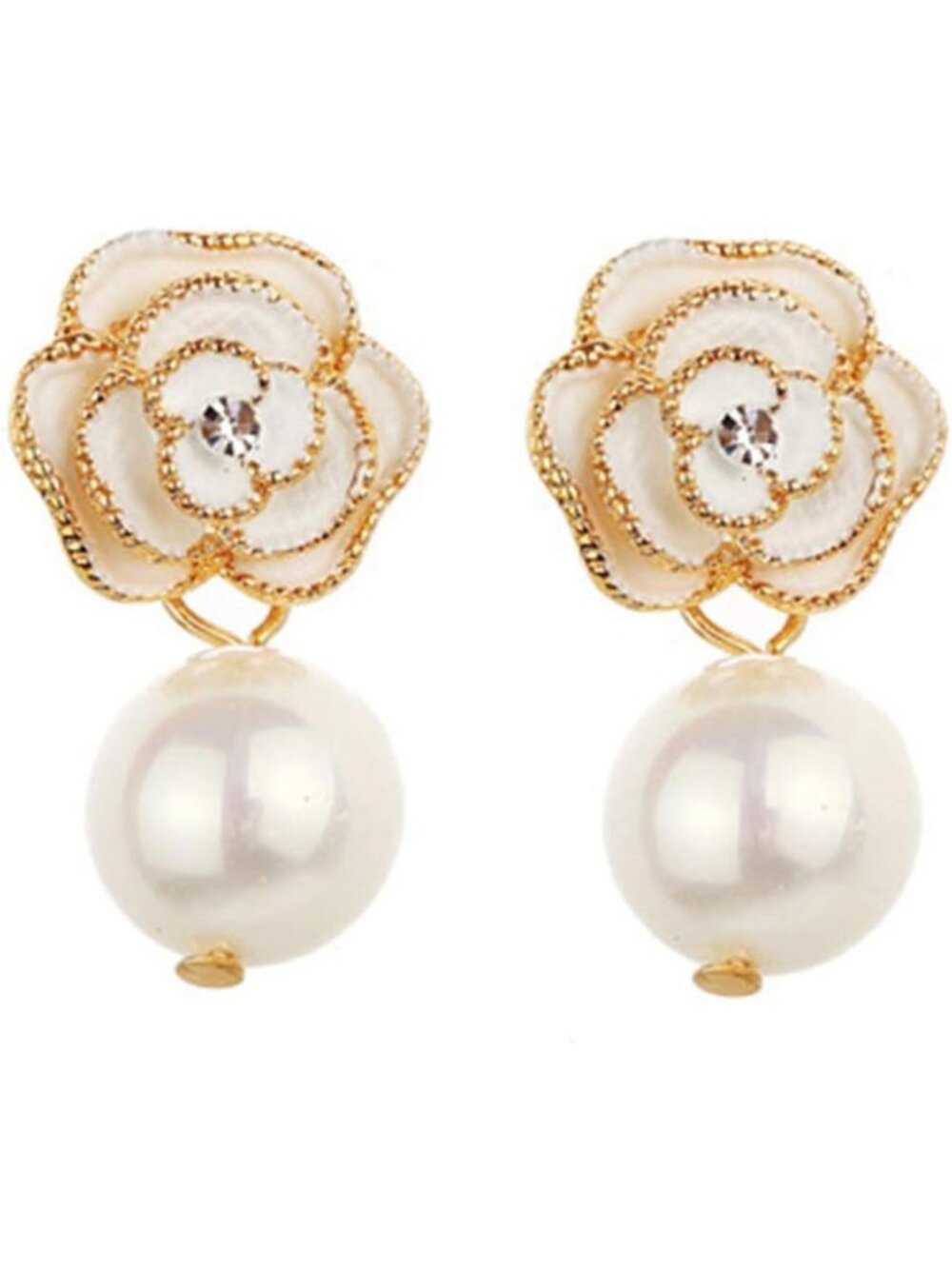 Chic Faux Pearl Flower Dangle Drop Earrings for Women - Trendy Fashion Jewelry